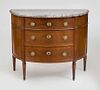 LOUIS XVI MAHOGANY D-SHAPED COMMODE, STAMPED L. MARTINE