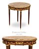 19th C. French F. Linke Louis XVI Style Mahogany Wood Gilt Bronze Marble Top Round Table