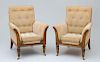 PAIR OF WILLIAM IV CARVED ROSEWOO  LIBRARY CHAIRS