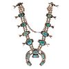 Navajo Turquoise, Sterling Silver Squash Blossom Necklace
