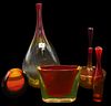 Five Mid 20th Century Blenko and Glass Tangerine Vessels