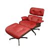 Herman Miller Eames 670 Red Leather and Rosewood Lounger with Ottoman