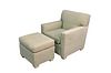Custom Upholstered Club Chair and Ottoman