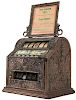 Mills Novelty Co. “The Trader” 5 Cent Cast Iron Cigar Trade Stimulator on Wood base.