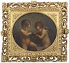 After Correggio Painting of 2 Putti Oil on Canvas