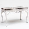  George II Style Chalky White Painted Mahogany Console with Marble Top, in the Style of William Bradshaw