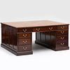 Large George III Style Mahogany Partner's Desk with Leather Top 