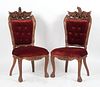 Pair of Rococo Revival Parlor Chairs with Eagle Crest