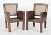 Pair of Art Deco Caned and Inlaid Rosewood Club Armchairs