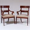 Pair of Baltic Neoclassical Style Mahogany Armchairs