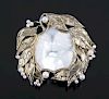 LONI ANDERSON PEARL AND MOTHER-OF-PEARL CAMEO "LOVERS" BROOCH