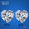 4.04 carat diamond pair, Heart cut Diamonds GIA Graded 1) 2.01 ct, Color I, VS2 2) 2.03 ct, Color I, VS2. Appraised Value: $78,200 