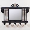 Art Deco Style Hammered Wrought-Iron Hat Rack and Mirror, In the Style of Edgar Brandt