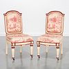 Pair Victorian paint decorated side chairs