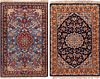 No Reserve Pair Of Vintage Silk Foundation Isfahan Rugs 3 ft 8 in x 2 ft 5 in (1.11 m x 0.73 m)+3 ft 4 in x 2 ft 4 in (1.01 m x 0.71 m)