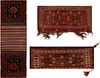 2 Antique Afghan Pillow Cases + Antique Kurdish Horse Cover 2 ft 8 in x 1 ft 4 in (0.81 m x 0.4 m)+3 ft 0 in x 1 ft 2 in (0.91 m x 0.35 m)+3 ft 9 in x