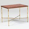 Asian Inspired Lacquer Panel and Faux Bamboo Brass Low Table