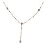 14k Gold Seed Pearl Diamond Drop Pendant Necklace