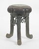 Japanese Verdigris Bronze Low Stand, Early 20th Century