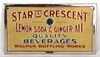 1940 Waupun Bottling Works Star & Crescent Soda TOC Sign Chicago Illinois
