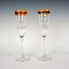Pair of Vintage Gilded Glass Toasting Champagne Flutes