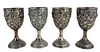 (4) Sterling Silver Goblets Baltimore Silver Co.