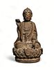 A Chinese stone figure of Buddha with, 19th Century