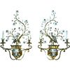 Pair of Italian wall lamps in gilt metal and glass made by Banci Firenze, Mid-20th Century