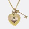 18k & 15k Victorian Diamond Heart and Key Pendant Necklace