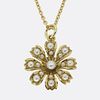 18k Victorian Pearl Sunflower Locket Necklace