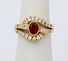 Vintage Yellow Gold Ruby & Diamond Ring, Engagement Ring