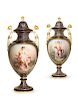 A Pair of Meissen Porcelain Covered Urns, Height 16 1/4 inches.