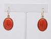 Vintage Yellow Gold Large Coral Dangling Earrings