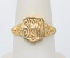 Antique Art Deco Gold Shield Signet Ring, Ring Band