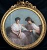 PORTRAIT OF TWO LADIES OIL PAINTING