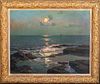  VIEW OF THE MOONRISE OVER CARBIS BAY OIL PAINTING