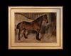 PORTRAIT OF A BAY CARRIAGE HORSE OIL PAINTING