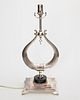 Silvered Metal and Marble Lamp, Modern