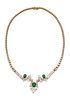 Ladies Emerald And Diamond Necklace, H 1.5" L 16" 34.6g