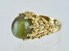 14kt Gold Ring with Green Cats Eye Stone