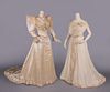TWO SILK & BOBBIN LACE EVENING GOWNS, LATE 1890s-early 1900s