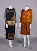 ONE EMBROIDERED & ONE DEVORE VELVET AFTERNOON OR DINNER DRESSES, 1920s