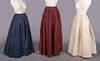 TWO PETTICOATS & ONE COTTON SKIRT, 1840-1860s & c. 1900