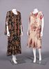TWO PRINTED CREPE CHIFFON PARTY DRESSES, c. 1923
