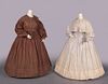 TWO PRINTED COTTON DAY DRESSES, 1860s