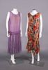 TWO SILK OR VELVET PARTY DRESSES, MID-LATE 1920s