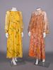 TWO PRINTED CHIFFON SUMMER EVENING DRESSES, 1983-1984