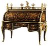 ORNATE LOUIS XV STYLE ORMOLU-MOUNTED MARQUETRY BUREAU A CYLINDRE
