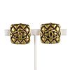 CHANEL QUILTED CC GOLD PLATED EARRINGS