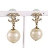 CHANEL COCO MARK FAUX PEARL GOLD PLATED EARRINGS